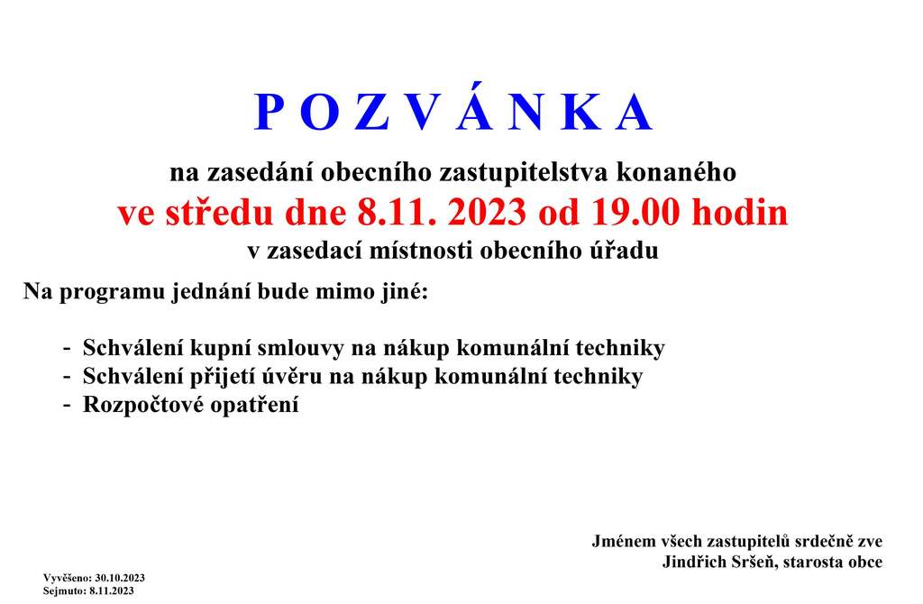 Pozvánka na veřejné zasedaní 08112023 1