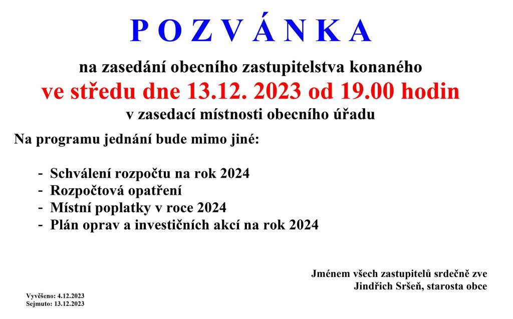 Pozvánka na veřejné zasedání 13122023 1