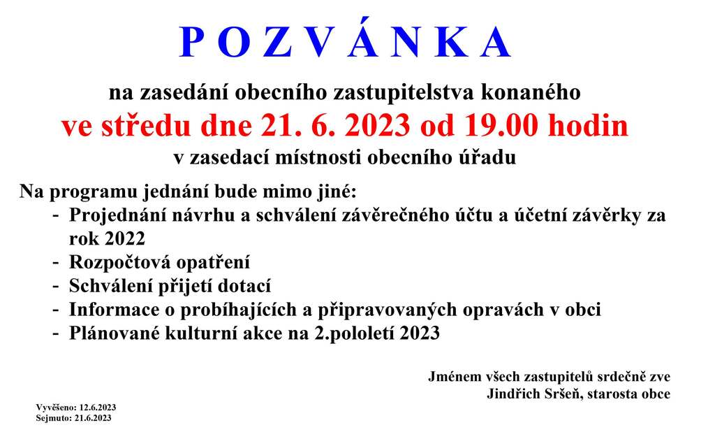 Pozvánka na veřejné zasedání 21062023 1