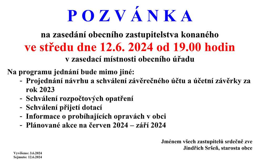 Pozvánka na VZ 12062024