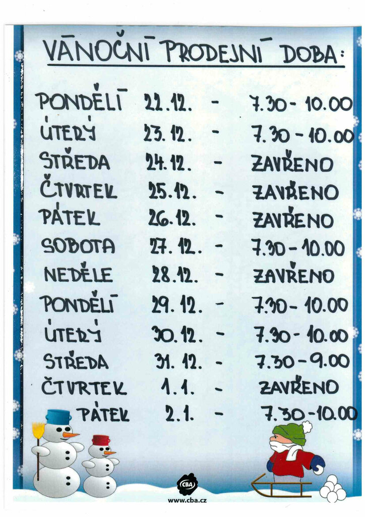 prodejní doba vánoce 2025