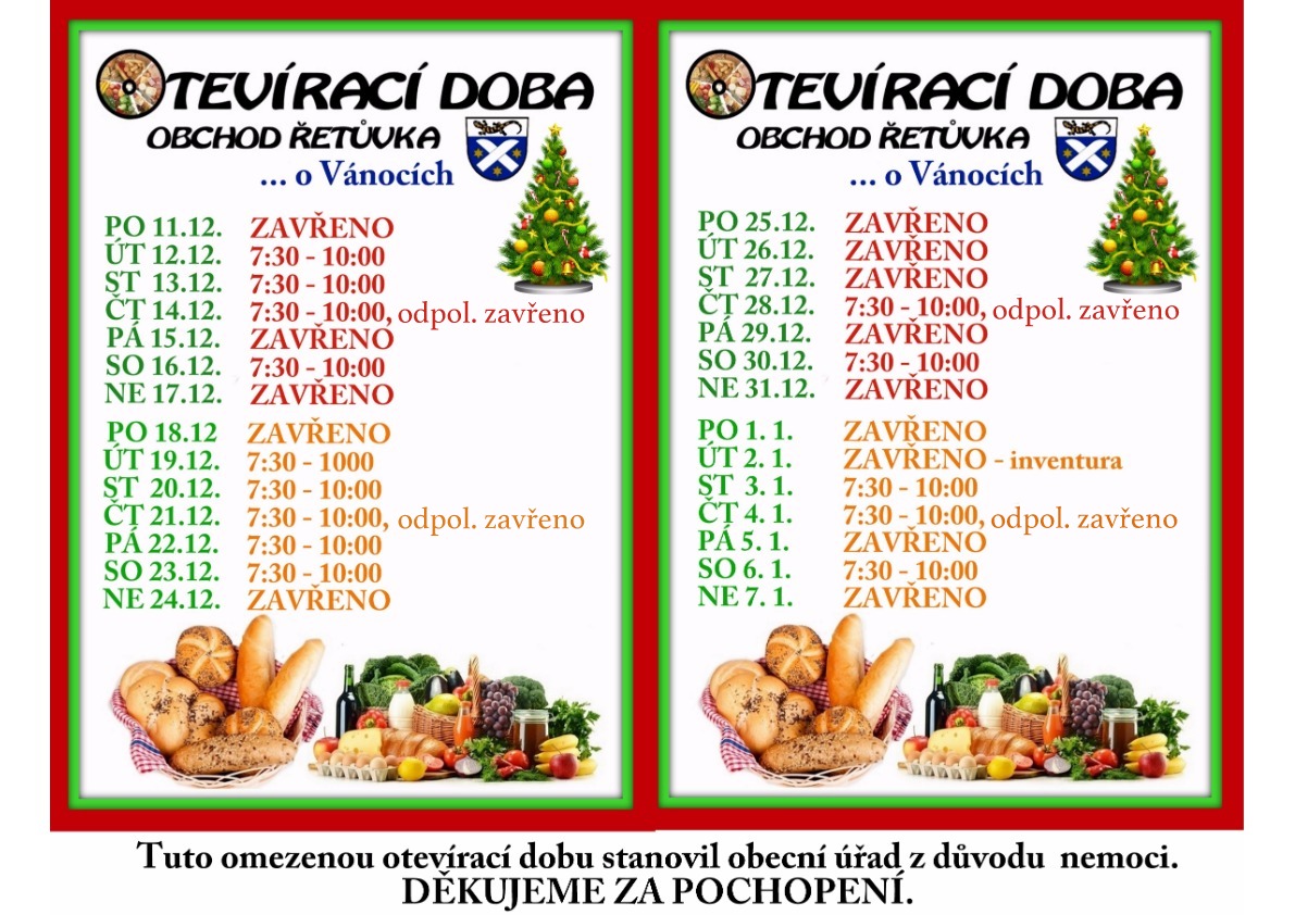 oteviraci doba vanoce obchod